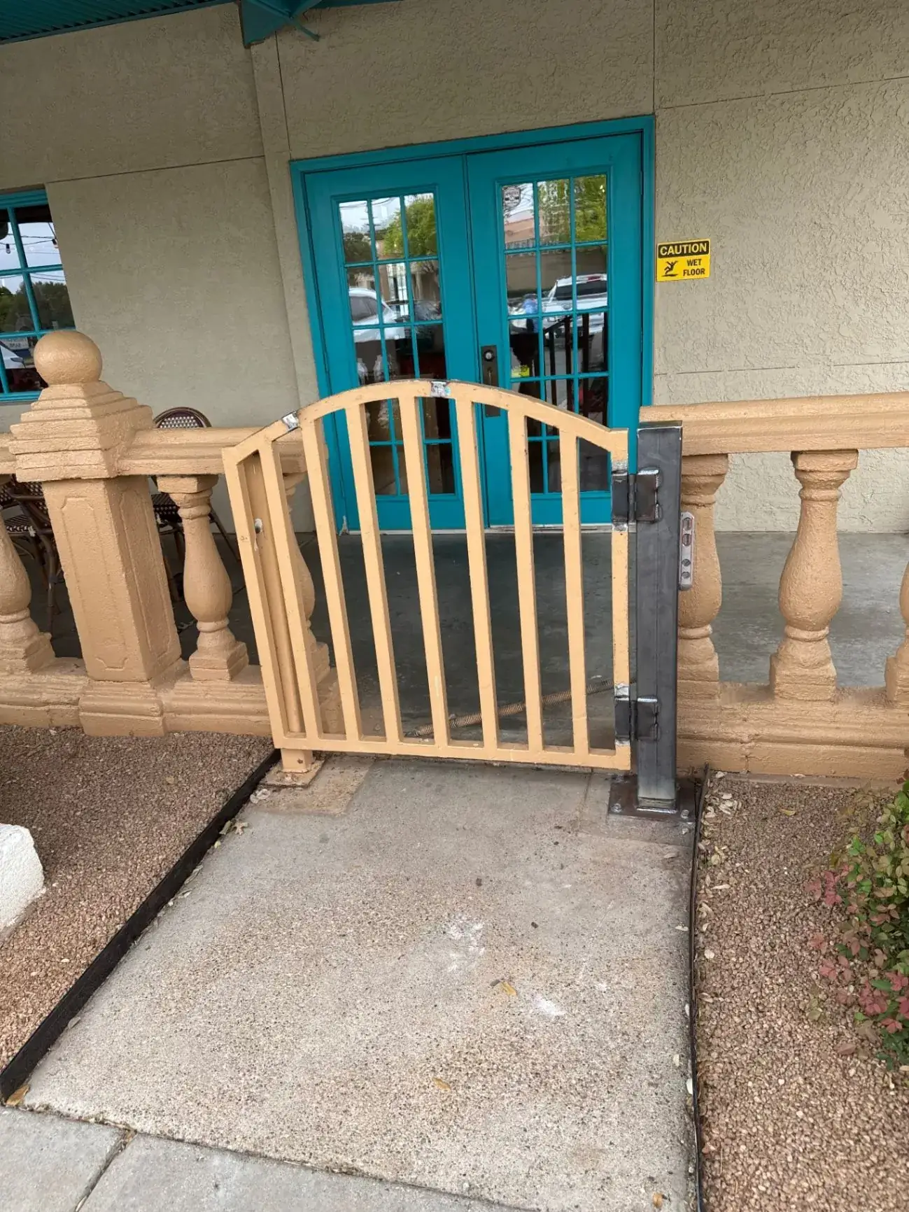 Metal gate repair and post work at a commercial property