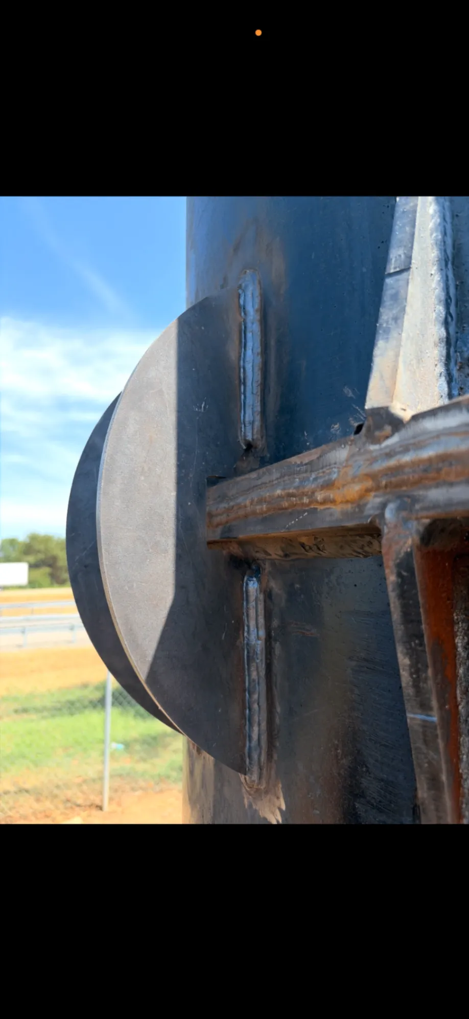 Close-up of structural welding performed by J3 Mobile Welding